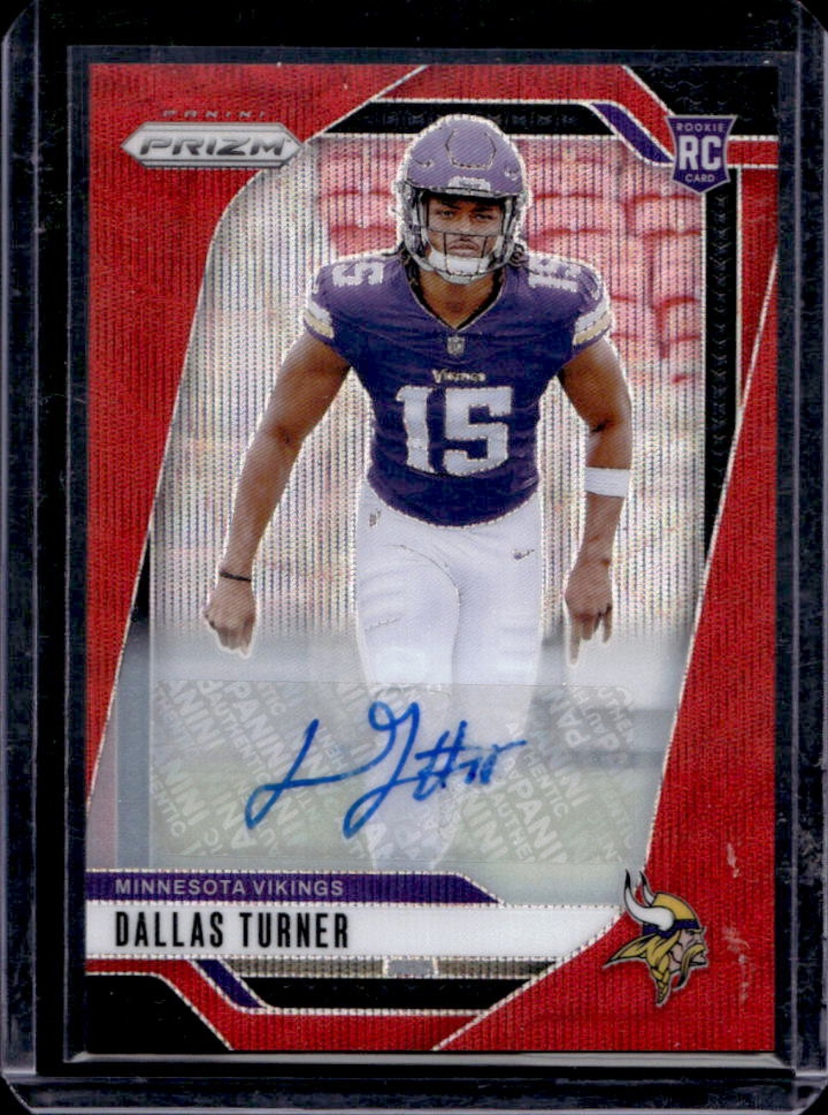 2024 Prizm Dallas Turner Auto RC Red Wave #50/149 Vikings