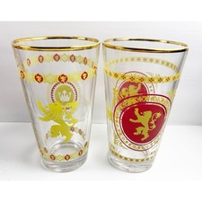 Game of Thrones 16 oz Pint Drinking Glass Tumblers HBO Series Gold Rims Set of 2