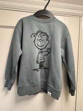 Zara Kids PEANUTS Linus Sweatshirt Sz 7 122cm Gray Blue Cotton Blend Pullover