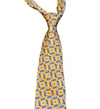 Talbots Kids boys tie Classic Yellow Blue Bear Fish 100 Silk