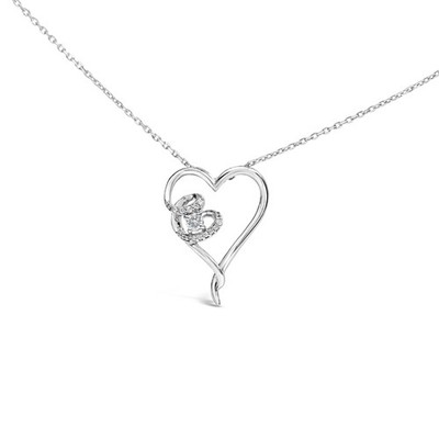 1/10 Karat Diamant Herz Anhänger Halskette in 925 Sterling Silber
