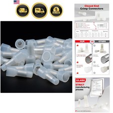Closed End Crimp Connectors 22-16 AWG 100 Pcs Wire Splice Caps Electrical Con...