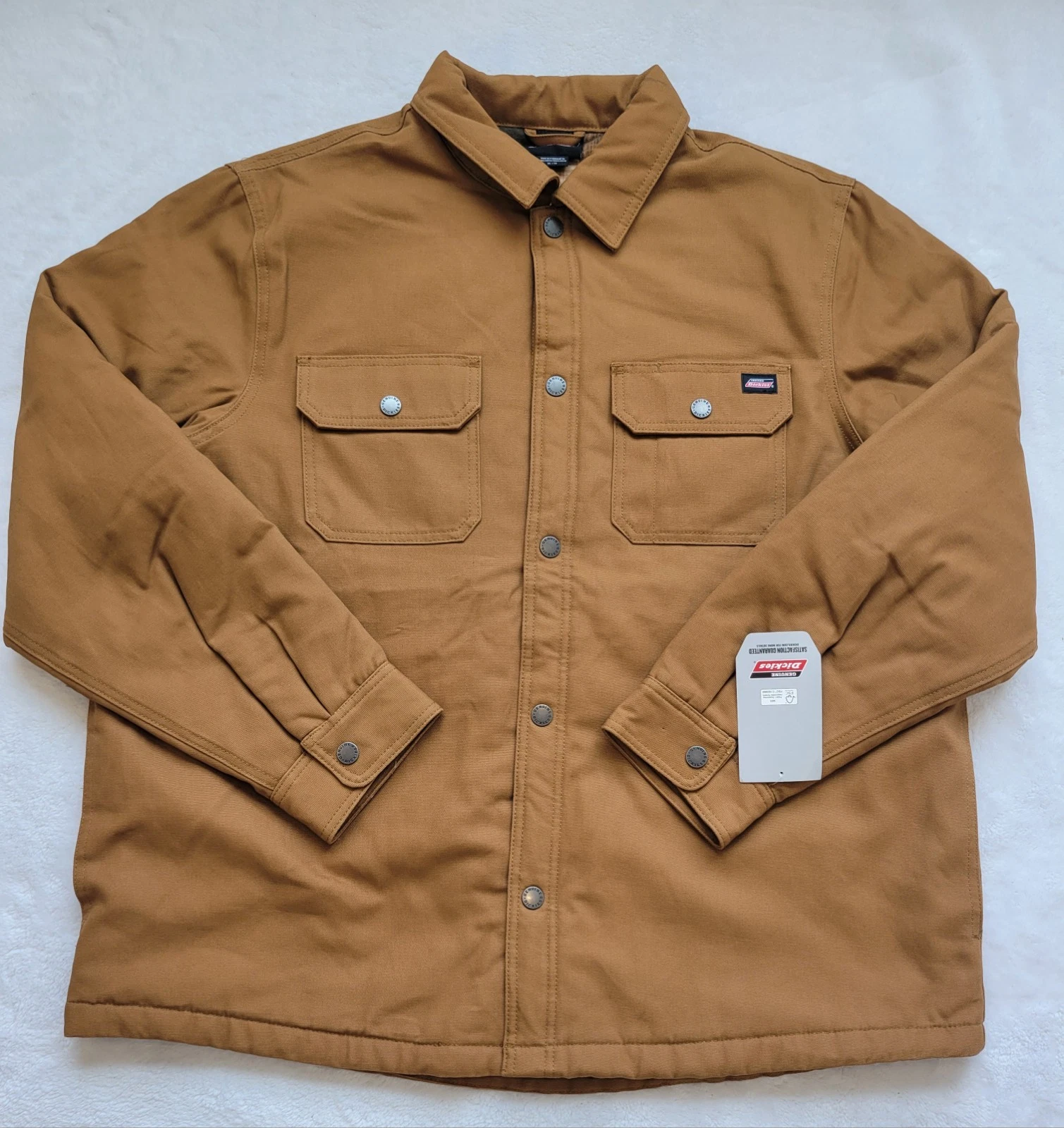 Dickies ~ Men's XL ~ Workwear ~ Flannel Lined ~ Snap Front ~ BROWN Canvas Jacket