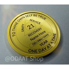 1 Year to 65 Alcoholics Anonymous Personalised Plated AA Sobriety Chip Coin