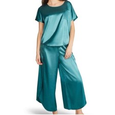 BB Dakota Women's  Satin 2-Piece Short Sleeve Pant Lounge Set Size M
