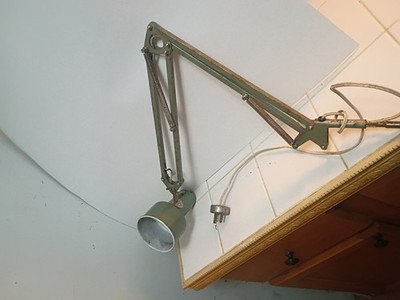 Vintage Yellow Architect Drafting Desk Lamp MCM Articulated Light Screw Down