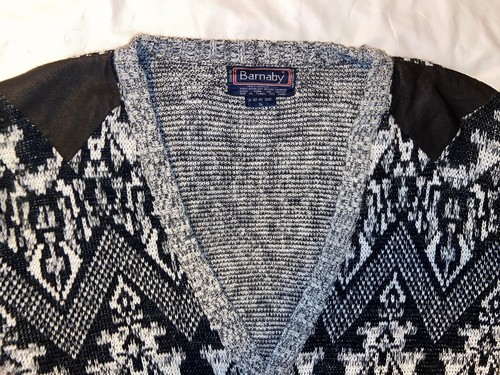 VINTAGE BARNABY PULLOVER HERREN GR XL SCHWARZ & GRAU OPA CARDIGAN - Bild 8 von 8