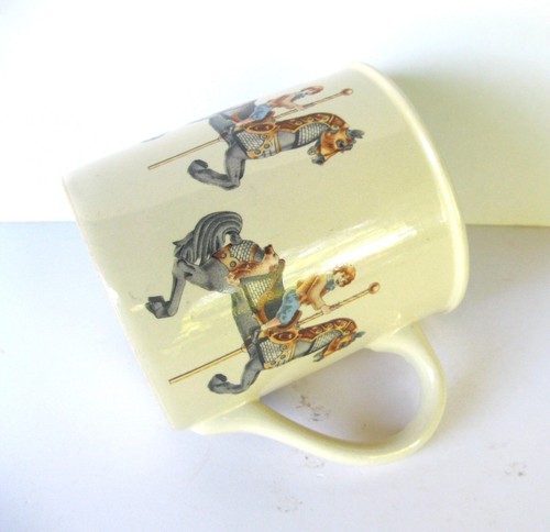 🐸Vintage 1986 Willitts Designs Carousel Horse Ceramic Mug Blue Interior - Picture 5 of 7