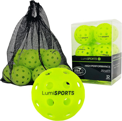 12-Pack Premium Outdoor Pickleball Balls | 40 Holes Fluorescent Green Balls | Al
