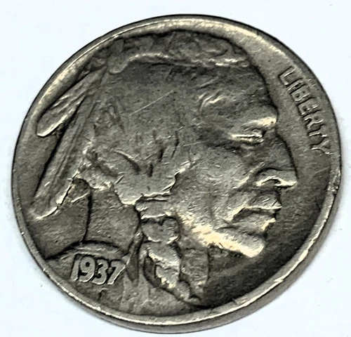 C9682      U.S. BUFFALO  NICKEL  COIN ,   1937   worn, but readable