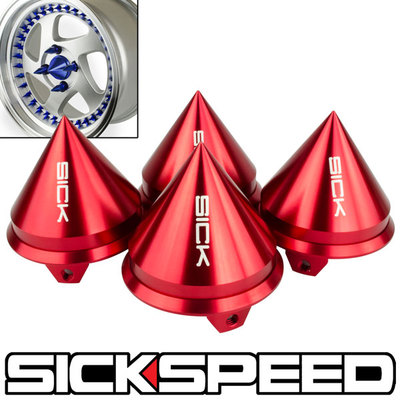 4 PC SPIKED CENTER CAPS FOR AVID1 JNC ESR XXR WHEELS/RIMS RED SPIKE CAP P13