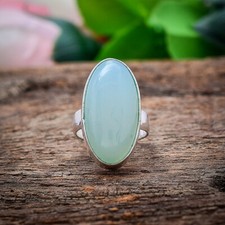 Awesome Aqua Chalcedony Gemstone 925 Sterling Silver Handmade Ring Gift For Her
