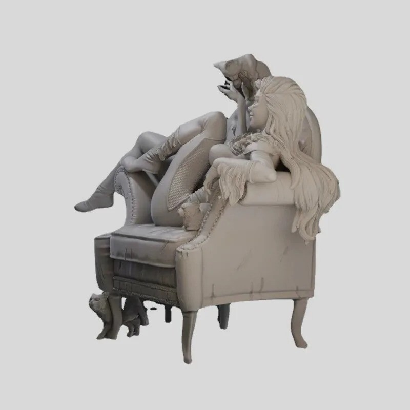 1/24 Resin Figure Model Kit Sexy Cat Girl On Sofa Unassembled Unpainted