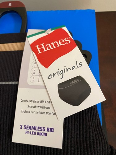 NEU DAMENGRÖSSE SMALL HANES ORIGINALS NAHTLOS GERIPPT HOHES BEIN BIKINI UNTERWÄSCHE 3ER-PACK - Bild 5 von 8