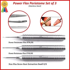 Set of 3 Flex Periotome Power Tooth Extraction Screw Surgical Lab Instruments