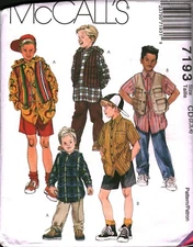 7193 Vintage McCalls SEWING Pattern Girls 1990s Shirt Vest Pants Shorts UNCUT