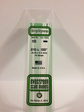 NEW Evergreen Scale Models 105 Strip Styrene .010 x .100 x 14 in 10 Pk