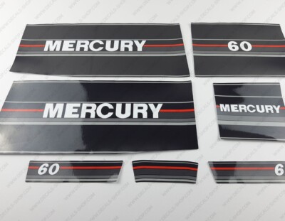 Mercury 60 hp Two Stroke 1990-1991 outboard engine decals sticker set