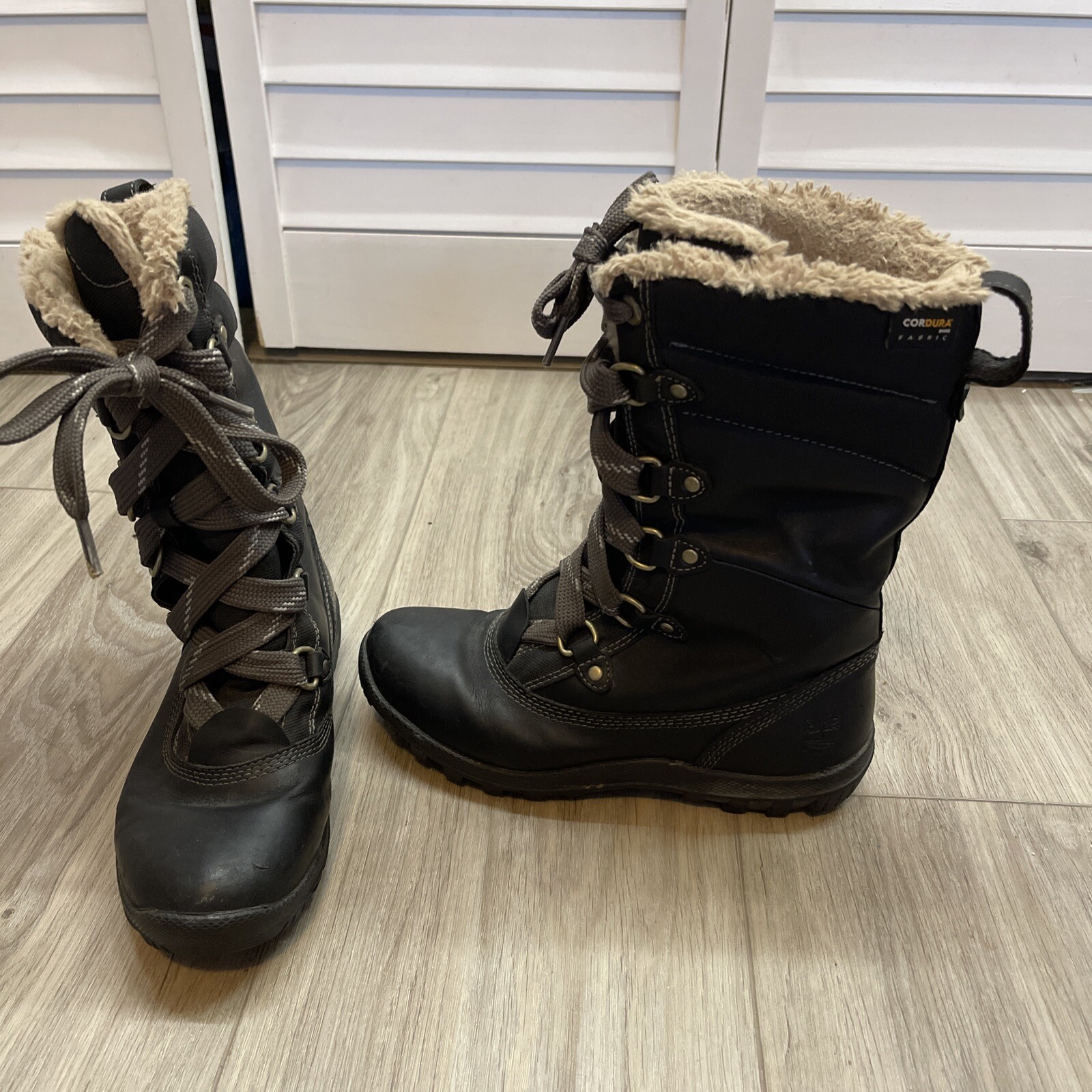 Umeki Aire acondicionado fusible Timberland Mount Hope Black Snow Boots Women&#039;s Size 6.5 Leather &amp;  Cordura | eBay