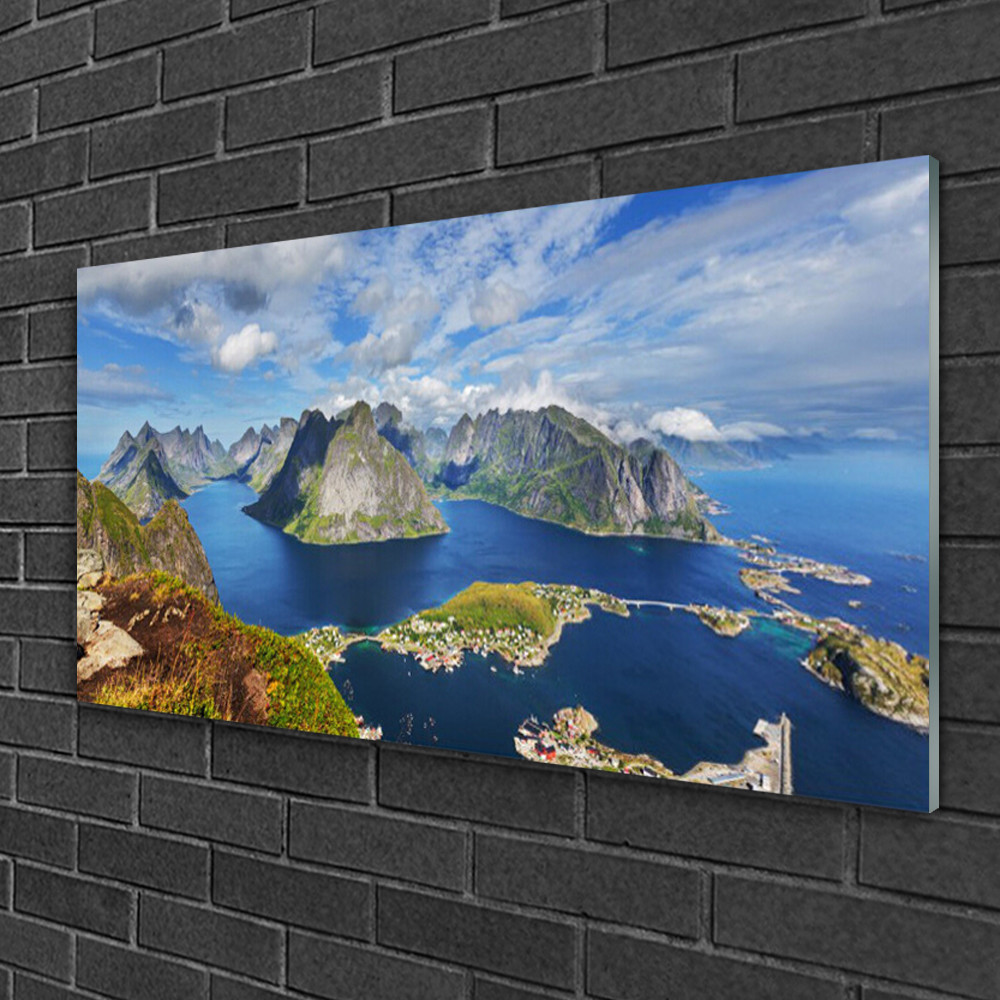 Tableau impression sur verre Tulup 100x50 cm motif rocher et baie avec finition haut de gamme