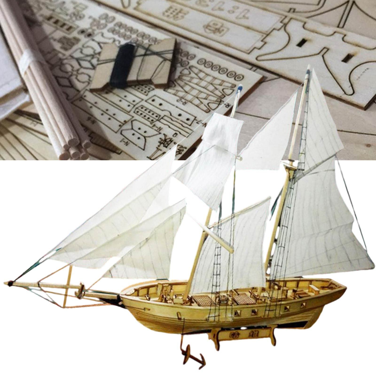 Ghzste Holzschiff Modellbausatz - DIY Segelboot 40x15x27cm