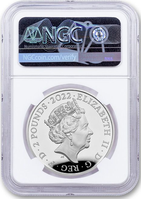 2022 Great Britain £2 1-oz Silver Tudor Beasts Lion of England Proof NGC PF70