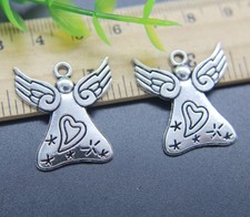 4/20pc Retro Angel Wing Heart Alloy Charms Pendant Jewelry Making DIY 26 24mm