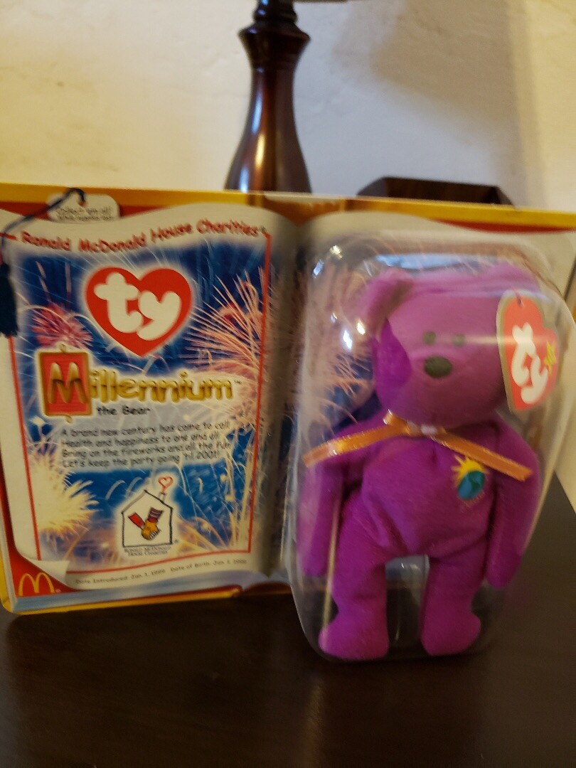 TY McDonald's Beanie Baby Millennium Bear DOB January 1, 1999 Factory  - Main Image
