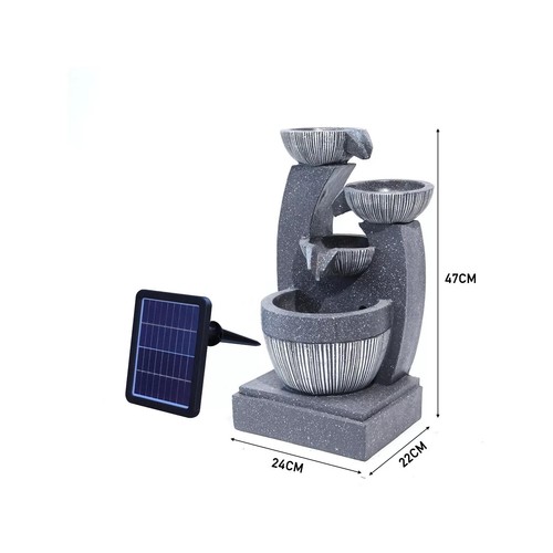 Solar Garden Water Feature Fountain with LED Light Outdoor Cascading Bowls ECO - Picture 11 of 11