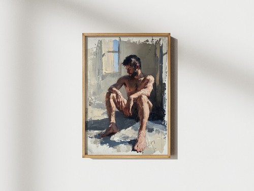 Sunlit Nude Male Figure 8"x6" Print on Matte Paper | Emotional Realism Artwork - Picture 4 of 18