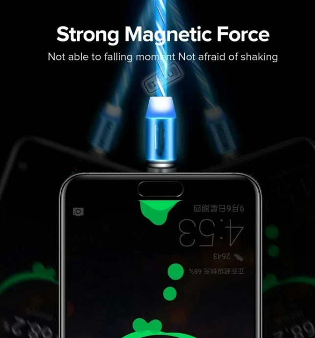 LED Flowing Light Up Magnetic Cable For Micro USB Samsung iPhone- 2 Packs 3.8 ft - Image 3 of 4