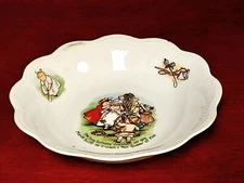 Vtg Tiny Todkins Maypole Queen Porcelain Bowl Scalloped Child's Dish