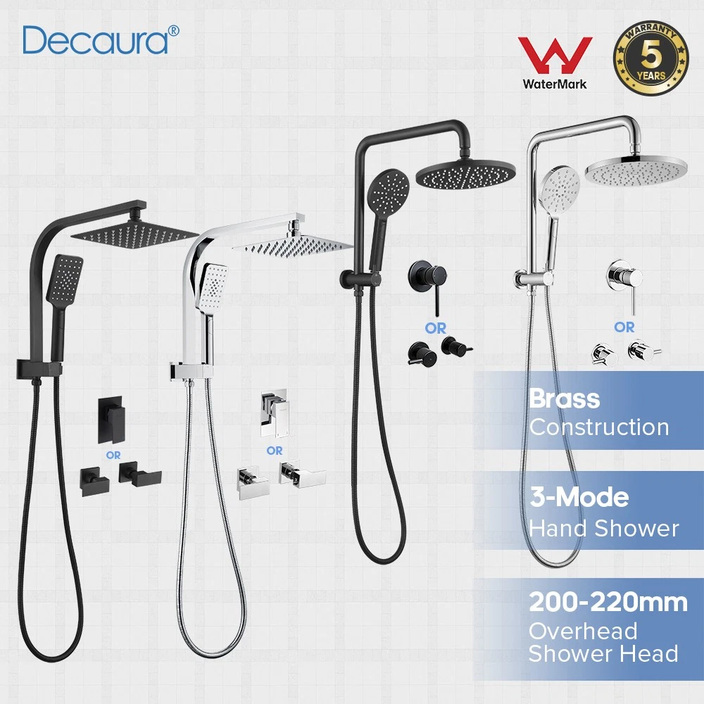 Decaura Shower Head Set 2 in 1 System Gooseneck Arm Wall Tapware Mixer Taps