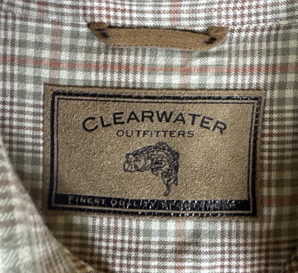 Clearwater Outfitters 格子纽扣衬衫男式 XL 棕色格子长袖 — 第 4/4 张图片