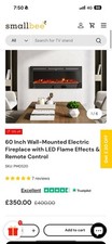 SmallBee 60" Electric Fireplace Flame Free Standing / Wall Mounted Home Heater
