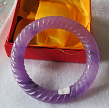 Purple Tones TWIST Carved Jade/Jadite Bangle Bracelet, Box 2.5" Inside Acr. #J13