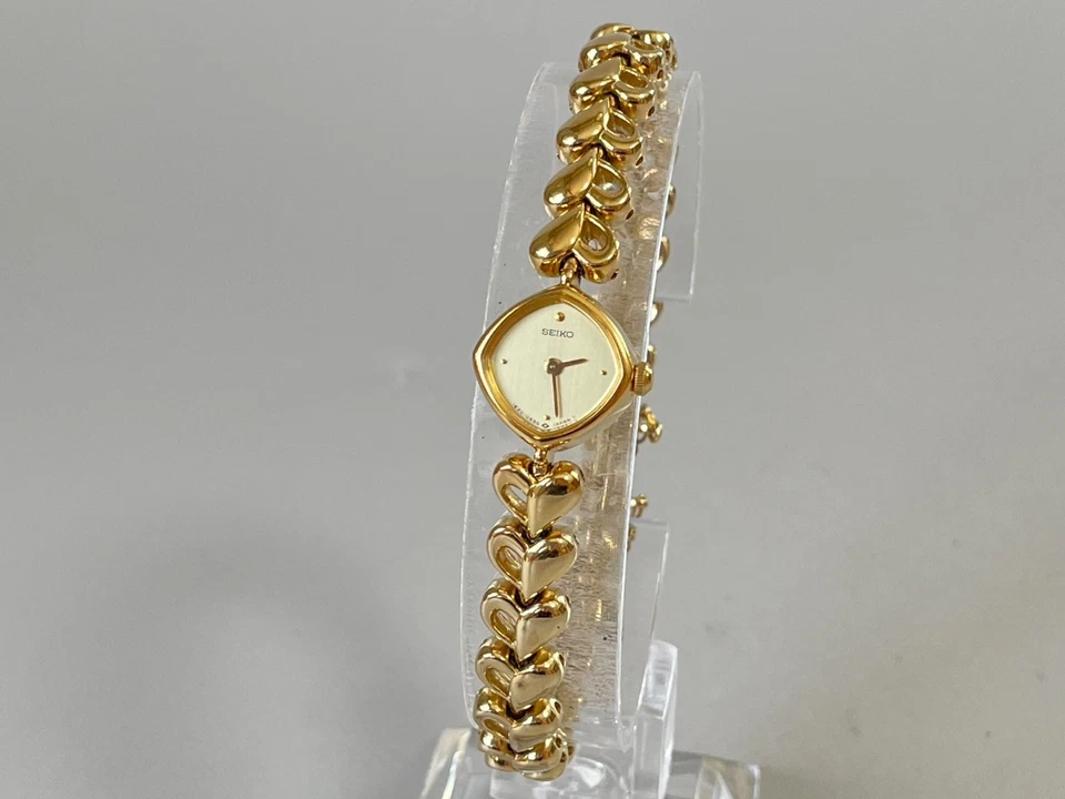 [Como Nuevo] Reloj Seiko 1E20-5280 Oro Vintage Pulsera Qz Mujer -Se envía desde EE. UU. Foto 3 de 4