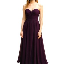 Morilee by Madeline Gardner Bridesmaids Dress Strapless Chiffon Long Purple 8
