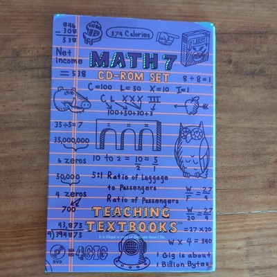 Teaching Textbooks Math 7 CD-ROM Complete 4 Disc Set Homeschool Curriculum