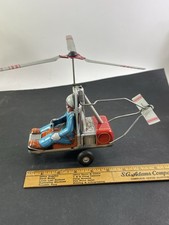 1960s HAJI US Air Force Gyrodyne One Man Helicopter Tin Litho Friction Toy Works
