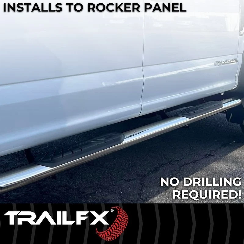 Овальный полированный силовой порог TrailFX A1015S из нержавеющей стали для Ford Ranger 2019-2023 годов выпуска - Изображение 4 из 4