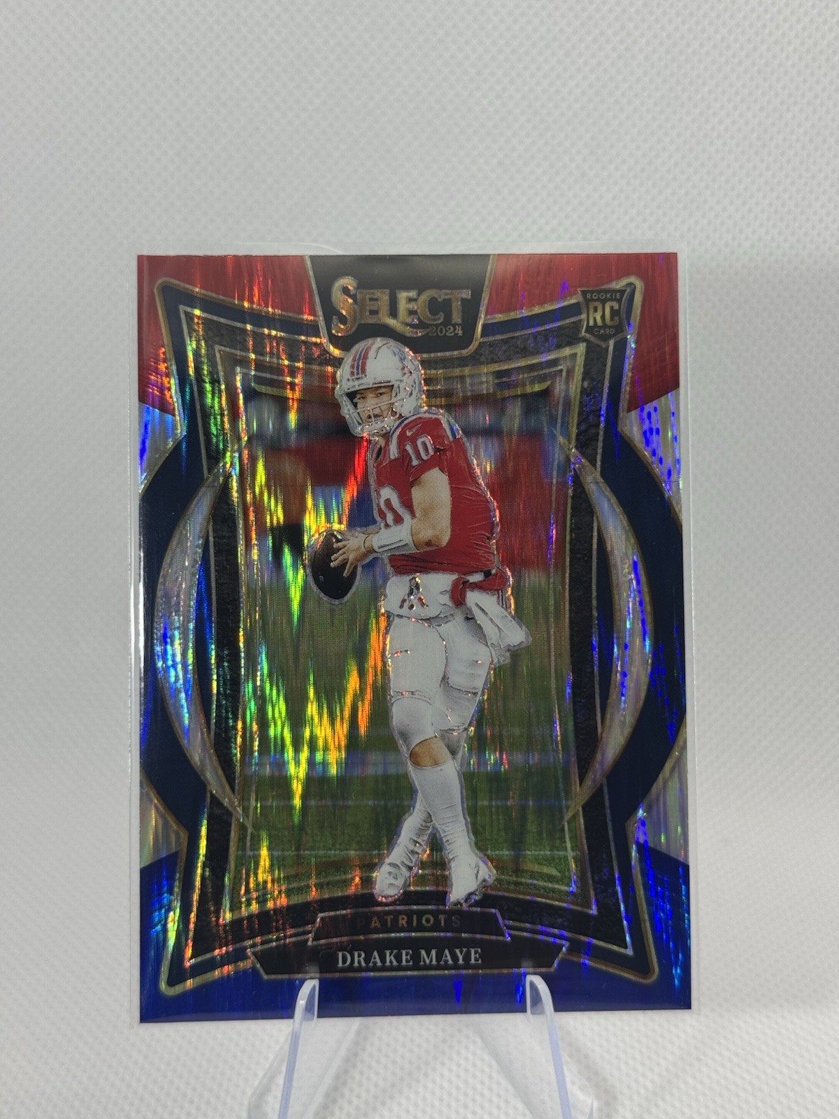 2024 Panini Select Drake Maye Blue-Red Prizm Shock #27 Concourse Patriots-RC 🔥