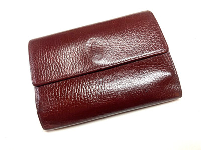 Cartier Vintage Wallet Geldbörse Portemonnaie Burgunder Rot Gold Original