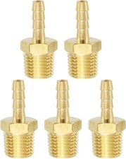METALLIXITY 5Pcs Brass Hose Barb to NPT Male 5/32 To 1/4 Male, 