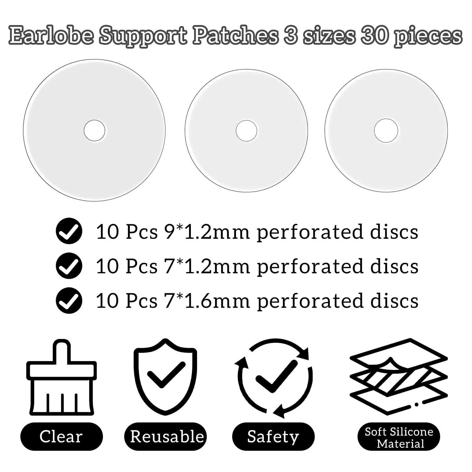 Clear Piercing Discs for Silicone Healing Earrings, Keloids & Belly - product detail image 3