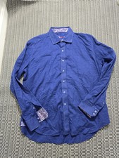 Robert Graham classic fit blue mens dress shirt size 2XL all cotton long sleeve