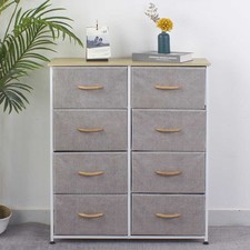 Mobile Cassettiera 8 Cassetti Metallo Legno e Tessuto 81x30 H 96cm Casa Ufficio