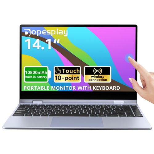 GRADE-A USED 14.1" Portable Monitor with Keyboard Touch Screen 10800mAh Wireless