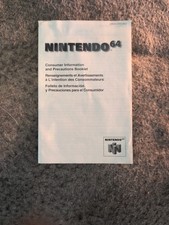 N64 Nintendo 64 Game System CONSUMER INFORMATION Precautions Booklet Insert