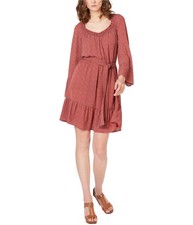 Michael Kors Womens Smock Neck Tiered Dress, Orange, Petite, PM